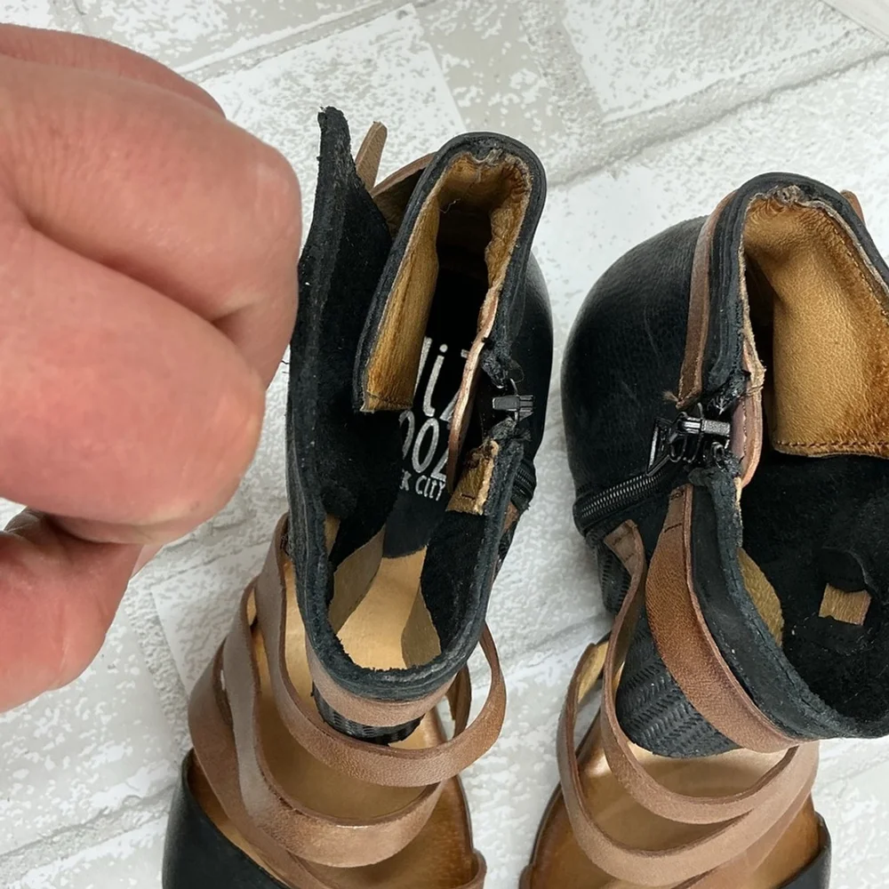 Miz Mooz Black and Brown Strappy Sandals